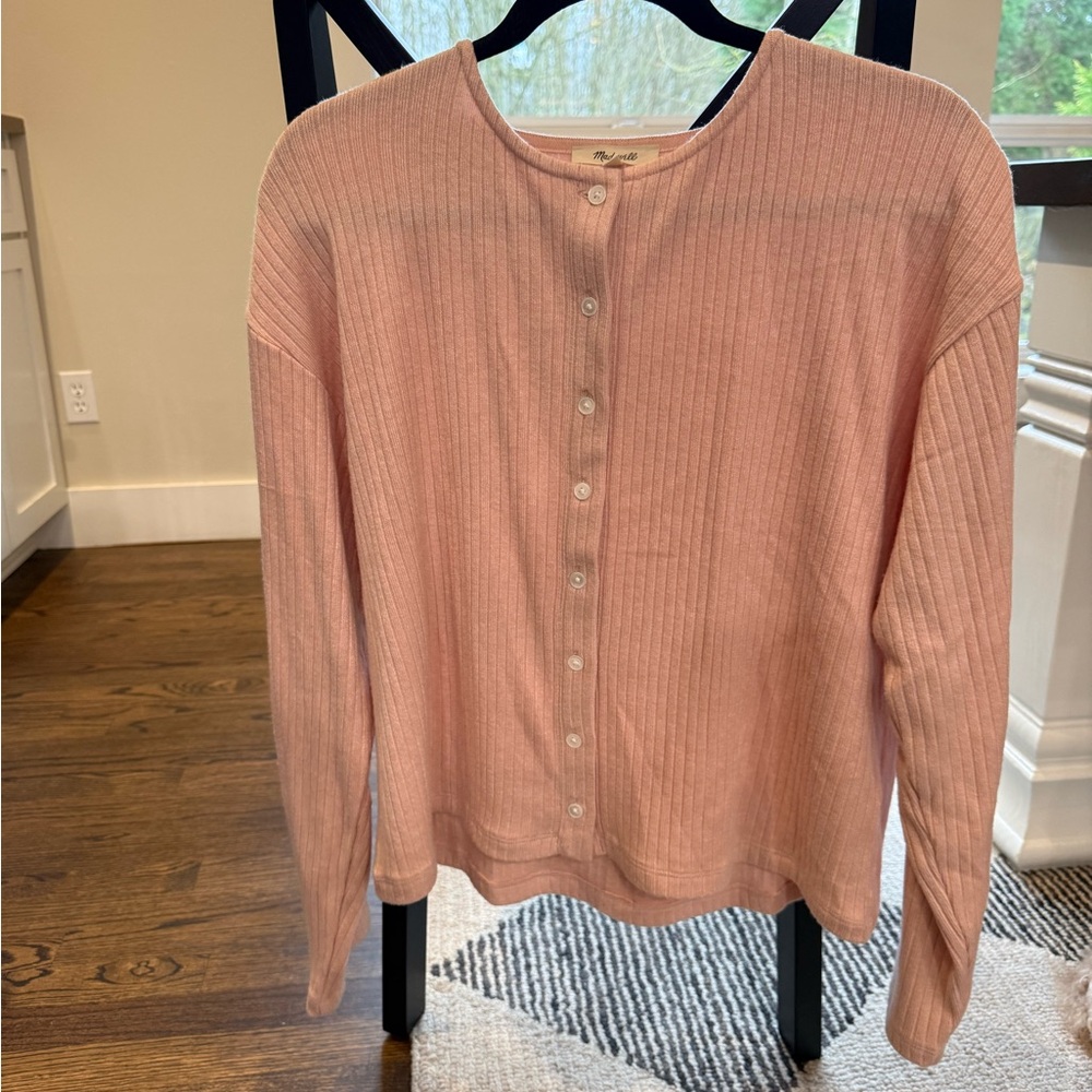Madewell Light Pink Ribbed Cardigan